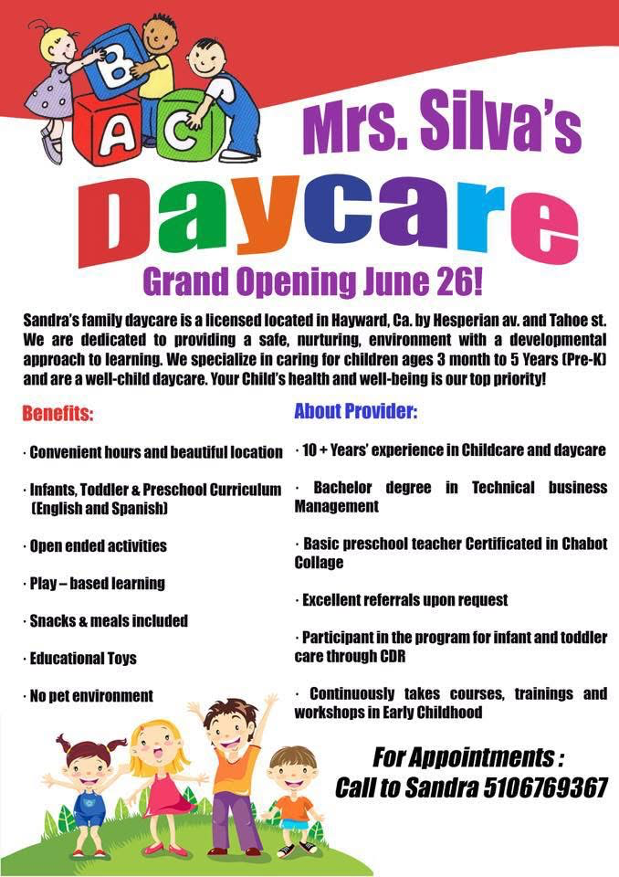 Sandra's original family daycare flyer