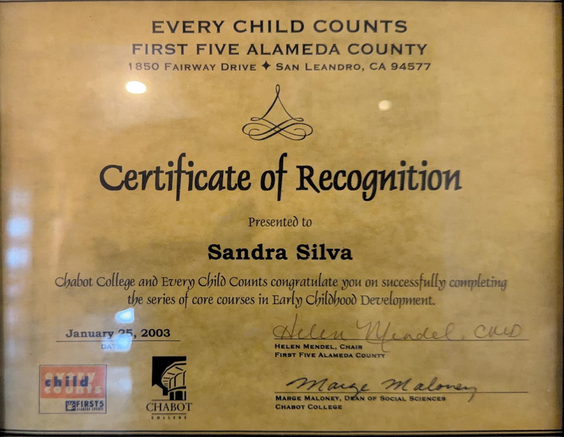 Every Child Counts recognition for Early Childhood Development coursework